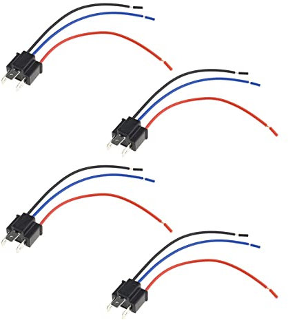 ECSiNG 4 Stück H4 Stecker Scheinwerfer Buchse Stecker mit Kabelbaum für H4 HB2 9003 Stecker Buchse 3 Pins H4 Scheinwerfer Birne männlich Kopf Verlängerung Stecker Stecker
