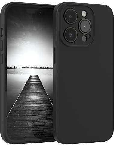 EAZY CASE - Silikonhülle für iPhone 14 Pro Hülle Silikon Case Schwarz weich stoßfeste Handyhülle Schutzhülle mit Kameraschutz Dünn Premium Schutz Cover TPU Phone Bumper in Mattschwarz