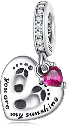 925 Sterling Silber Charms für Pandora Armbänder,You are My Sunshine Paw Heart Charm Bead