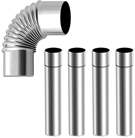 Carkio Stove Pipe, Extension Elbow Pipe 90 Degree Chimney Stainless Steel/Srtraight Chimney,Outdoor Camping Wood Stove, Camping Stove Accessories, 2.36 Inch/6cm Diameter