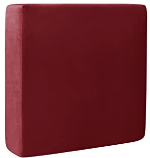 BXFUL Sofa-Sitzkissenbezüge, Sofakissen-Bezüge Stretch-Samt, Couchkissen-Bezüge Ersatz für individuelle Kissen mit elastischem Stoff (Großer 1-Sitzer,Weinrot)