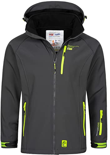 Geographical Norway Herbst Winter Jacke Softshell Jacke Windbreaker Übergangsjacke Regen Production H-H, Farbe:Dunkelgrau, Größe:M