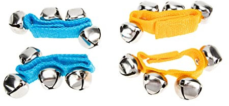 Mikinona 4 Pièces Cloche De Poignet Jouets d Instrument De Percussion Bells De Jingle à La Main en Métal Toys De La Cheville Bracelet Musical Jouet Manivelle Enfant Mixeur Polyester