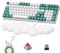 Lexonelec K6 Wireless Mechanical Keyboard with White Cloud Wrist Rest, 100 Keys, QWERTY Layout, 4000mAh, Wired/ 2.4Ghz/Bluetooth 5.0,RGB Backlit,Custom Coiled Cable for Gaming-Aqua Green Red Switch