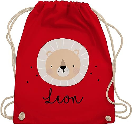 Turnbeutel Rucksack - Süßes Löwenmotiv Geschenk Löwe Geschenke Löwen I König der Tiere - Unisize - Rot - personalisierter beutel wechselkleidung personalisierte kindergartentasche tier leon