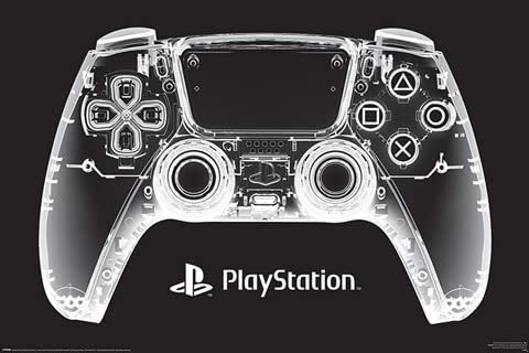 PlayStation - X-Ray Pad - Poster Plakat Druck - Grösse 91,5x61 cm + 2 St Posterleisten Holz 92 cm schwarz