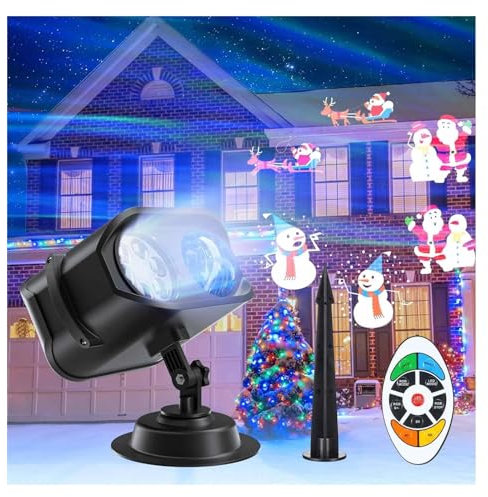 Projecteur de Noël Halloween Lumières d'extérieur 7 Films Commutation de Film 42 modèles Étanche Double projecteur Lumières de Jardin Décoration de Noël Projection HD et sans fondu