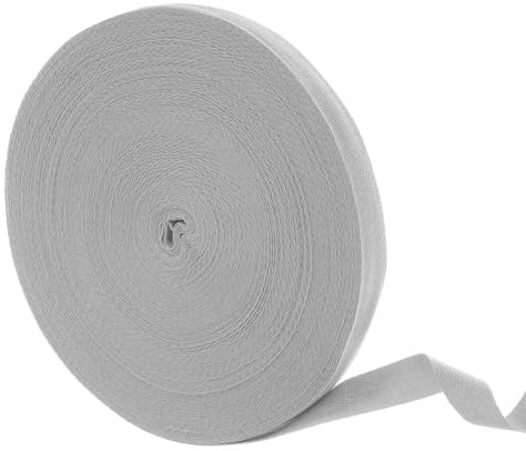 sourcing map 45,7 m Baumwoll-Twill-Klebeband, 20 mm Fischgrätenmuster, Schrägband zum Nähen von Kleidung, DIY Basteln (grau)