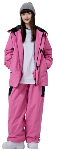 ALSOGO Damen Skijacke & Skihose Set Skianzug 2 teilig Wasserdicht Winddicht Winter Schnee Skifahren Sätze Wandern Klettern Isoliertes Snowboarden Jacke Rosa S