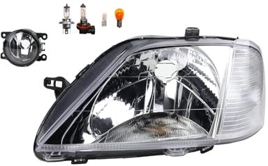 Johns, Scheinwerfer Halogen Front passend für Dacia Logan 09/2004-05/08 H4 Links Fahrer + Nebelscheinwerfer + Leuchtmittel