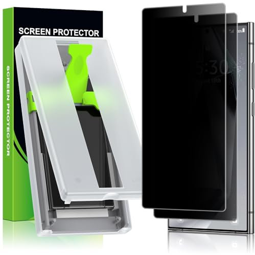 Esanik Sichtschutz für Samsung Galaxy S24 Ultra Sichtschutzfolie, Fingerabdruck-ID Kompatibel, 7H Privacy Screen Protector S24 Ultra Displayschutz (Auto-Installation), 2 Stück