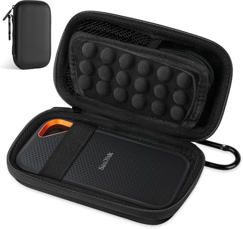 AMFUN Custodia per Hard Disk, Custodia Hard Disk Esterno 2.5, Antiurto Rigida Cover Case, Borsa SSD HDD, Portatile Disco Esterno Protettiva con Scomparti Interni- Nero