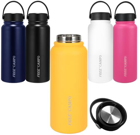 FREE CAMPO Botella deportiva de acero inoxidable, 800 ml, sin BPA, a prueba de fugas, termo, mantiene hasta 12 horas caliente y fría 24 horas, para gaseosas carbonatadas, escuela, fitness (naranja