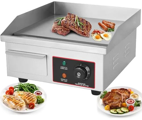 3000W Commercial Electric Griddle, Electric Stainless Steel Countertop Hot Plate Non-Stick Teppanyak Top Grill, Uniform Heating & Large Cooking Area & 50-300℃ Adjustable & Oil Leaking Hole,L