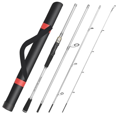 THKFISH Reise-Angelruten, 4 Stück Spinnrute mit Tasche, 1,8 - 2,8 m Kohlefaser, leicht, ultra-tragbar, Angelrute für Forelle, Barsch, Lachs, Sonnenfisch, Outfit, Reiseangeln