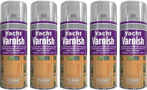 5 x All Purpose Yacht Varnish 400ML - Professional Gloss Finish Spray Wood Color Paint
