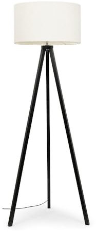 ValueLights | Large Black Wood Tripod Design Floor Lamp with a Cream Boucle Shade | Floor Lamps, Home Décor & Improvement Essential