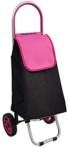 BTZHY Wagen Einkaufswagen, Einkaufstrolley aus Aluminiumlegierung, zusammenklappbar, 2 Räder, geräuscharm, verschleißfest, Pullover-Einkaufswagen (Pink)