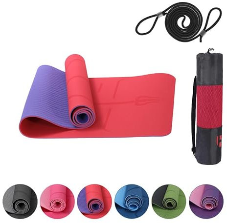 Habib Gruppe Premium Yogamatte Rutschfest 183x61 cm - Ökologische Sportmatte für Pilates & Yoga - Inkl. Tragegurt und Tasche - Ideal für Fitness & Gymnastik - Reise-Freundlich - Airex-kompatibel