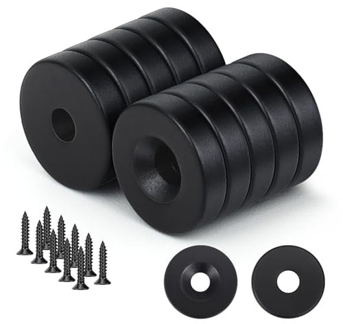 Wukong 10 StüCk Schwarze Runde Magnete, 12x3 Mm Mini-Magnete Mit Loch, Topfmagnete Mit Schrauben FüR KüHlschrank, Whiteboard, Pinnwand, BüRo Und Bastelarbeiten