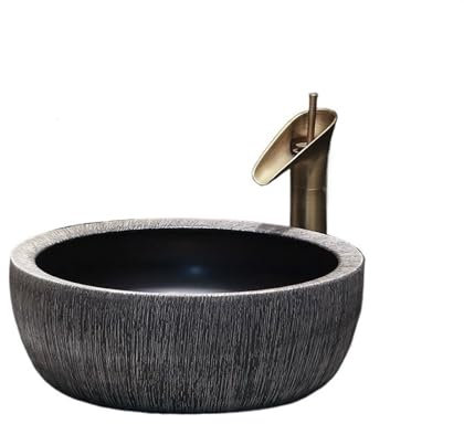 Badezimmerwaschbecken - Aufsatzwaschbecken Home Outdoor Vintage Badezimmer Waschbecken Keramik Badezimmer Bad Waschbecken Balkon Waschtisch mit Zubehör Aufsatzwaschbecken