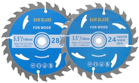 Kozelo 2pcs Circular Saw Blade - [5-1/2-inch x 24/28 Teeth x 1/2-inch Arbor] Circular Metal Cutting Blade for Woodworking Plastic Use, 0.09-inch Kerf