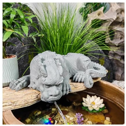 Pond fountains, Animal Pond spitters for small ponds, Garden Decor for Koi pond, with Hose, fish tank automatic circulation water landscaping ornaments, for Koi Ponds and Water Gardens(39*25*15cm)