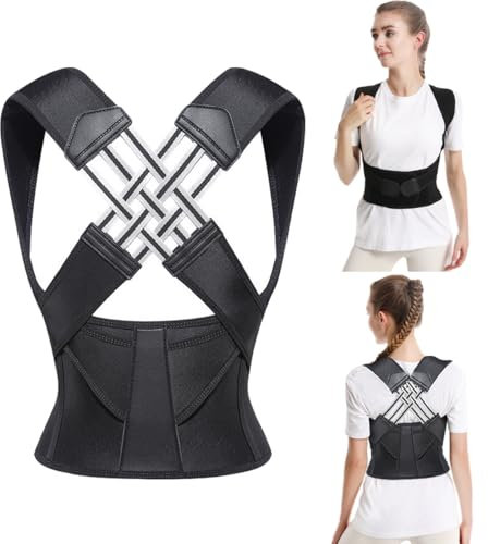 Fascia Posturale Spalle Schiena, Correttore posturale per donne e uomini, Fascia Posturale Regolabile, postura schiena donna, Tutore per la schiena Completamente regolabile Comodo e traspirante - XL