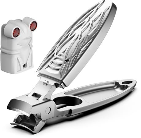 BEZOX Nagelknipser mit Schutzhülle & Auffangbehälter & Nagelfeile– Nagelzange mit weit öffnender Backe und von der bionischen Zikade inspirierter Form, tragbarer Zehennagelknipser für dicke Nägel