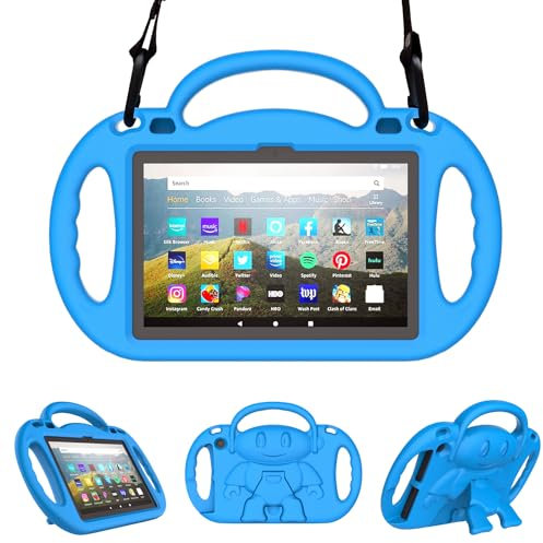 Fire HD 8 & HD 8 Plus Tablet Hülle für Kinder (12/10th Gen, 2024/2022/2020) - Sonlaryin Leichte Stoßfeste Schutzhülle mit Ständer für Fire HD 8 Kids & Kids Pro Tablet, Nicht für iPad Samsung - Blau