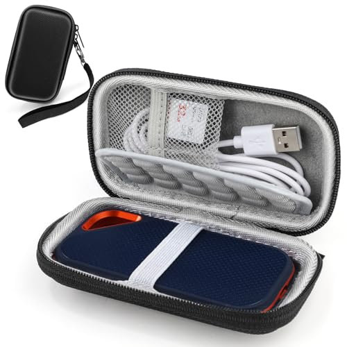 GlasFlength SanDisk Extreme Pro - Funda para Disco Duro SanDisk de 1 TB y 2 TB con Correa de Mano para SD SSDE81/SD SSDE80/SD SSDE30 (Negro)