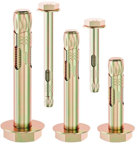 Anchor Bolts, 24Pcs Expansion Screws Plugs Assorted Set (M6/M8/M10), Heavy Duty Hex Bolt Sleeve Concrete Bolts, Wall Anchors, Concrete Screws for Wall Fixings