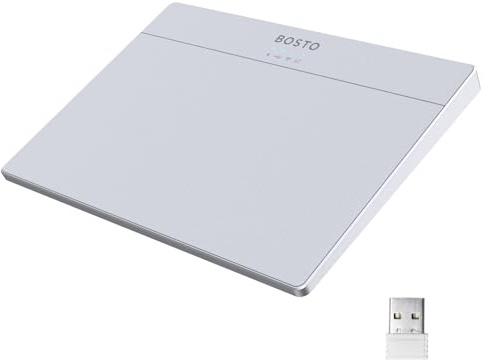T02 Kabelgebundenes und kabelloses Touchpad, 2,4 G & BT & USB, ultradünn, gehärtetes Glas, Oberflächendesign, tragbares Trackpad, Multi-Touch-Navigation für Desktop-Computer, Laptop, PC, kompatibel