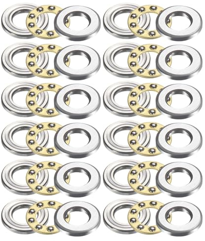 sourcing map 12 Stück F5-10M Axial-Kugellager, 5 mm x 10 mm x 4 mm, Miniatur-Drucklager mit Unterlegscheiben, Chromstahl, Einzelrichtung für Fördersysteme, Werkzeugmaschinen