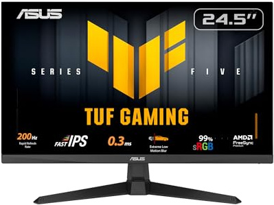 ASUS TUF Gaming 24.5” 1080P Monitor (VG259Q5A) – Full HD, 200Hz, 0.3ms, Fast IPS, Extreme Low Motion Blur, FreeSync Premium, Speakers, DisplayWidget Center, 3 yr Warranty
