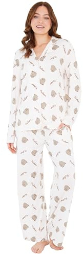 Get Trend Schlafanzug Damen Lang, Pyjama Set Winter Hausanzug, Weich & Atmungsaktiv, Geschenke für Frauen & Teenager