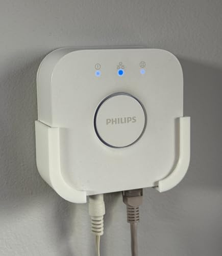 Wall Mount Compatible With Philips Hue Bridge, White | Plastic Bracket, Space-Saving, Cable Management, Secure Installation