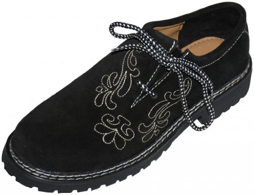 Men's Brown Leather Haferl Shoes – Traditional German Embroidered Oktoberfest Trachten Footwear (US Footwear Size System, Adult, Men, Numeric, Medium, 11)