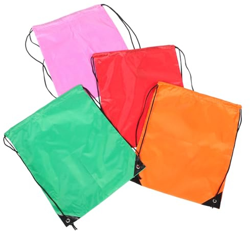 Toddmomy 4 Stück Wasserdichte Drawstring Rucksäcke aus Polyester Verstellbare Träger Leichter Gym Sack für Sport Schwimmen Outdoor Reisen Kleine Praktische Beuteltaschen in Orange Rot Grün