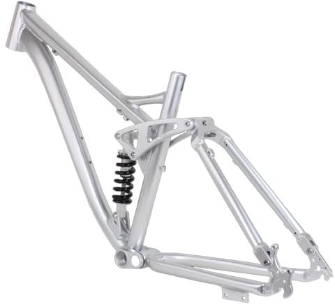 QUYCOIU 26-Zoll-Mountainbike-Rahmen Federungsrahmen Aus Aluminiumlegierung Softtail-Federungsrahmen Scheibenbremsen Innenbreite 135 Mm Tretlager 68 X 34Mm(Silver-b)
