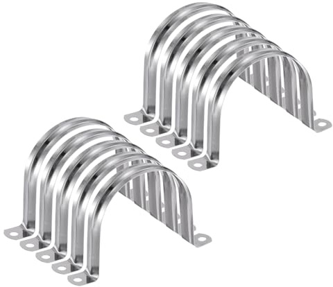 QUARKZMAN 10Pcs 3 1/8 80mm Colliers de Conduit Collier de Tube U M80 | Bride de Tuyau Rigide en Acier Inoxydable, Support en Forme de U avec Deux Trous pour Fixation