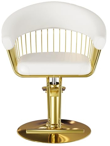 Paisaifo - Silla de peluquería (altura regulable, 360º, para peluquería, salón de belleza, 64 x 48 x 80-95 cm), color blanco