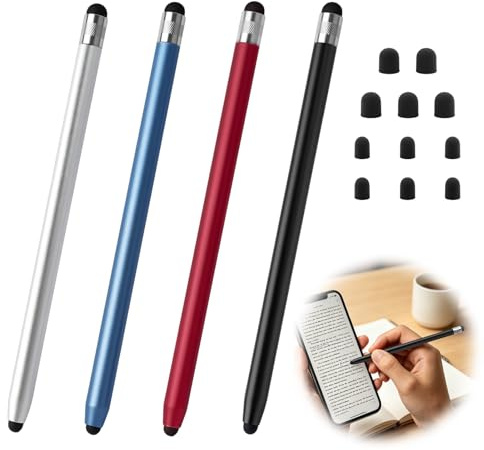 4PCS Tablet Stift mit Gummispitzen, Stylus Pens 2-in-1, Präziser Eingabestift für Touchscreens, Universeller Zeichen- und Schreibstift für Smartphones und Tablets, Kompatibel mit USB-C Tabletstift