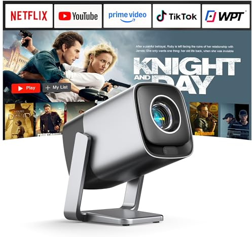 [Compatible with Netflix & TOF Real-time Focus] XuanPad Mini Silver Smart Projector 4K Support, WiFi & Bluetooth, Auto Keystone, 3D Dolby Audio, 210° Adjustable Stand for Home Movie Projector