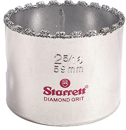 Starrett Diamond Grit Hole Saw - Ideal for Drilling Small Diameter Holes - 2-5/16 Diameter, 1-5/8 Cutting Depth, 5/8-18 Thread Size, A2/A10 Arbor, Silver - KD0256-N