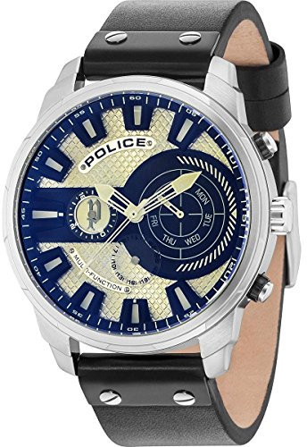 Police Herren Multi Zifferblatt Quarz Uhr mit Leder Armband PL15217JS.04