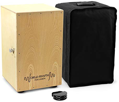 TIGER Natural Cajon Drum Tambourin mit Standfuß natur
