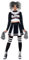 Smiffys Fever Gothic Cheerleader-Kostüm, Schwarz, mit bauchfreiem Hemd, Rock & Pompons