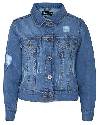 A2Z 4 Kids Boys Denim Jackets Ripped Fashion Faded Jeans Jacket Stylish Coats Age 3-13 Years Light Blue
