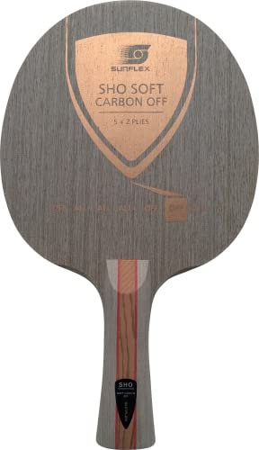 Sunflex SHO Soft Carbon Off Tischtennis-Holz | professionelles Offensiv Holz | 7 Furniere mit Carbon | gefühlvoll und schnell | konkaver Griff
